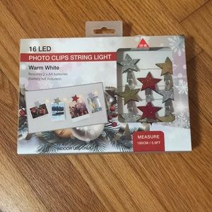 NWT Glitter Stars string lights with photo clips
